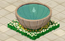 Fountain With White Flowers Badge - Solitaire Gardens Fountain With White Flowers Badge - Solitaire Gardens