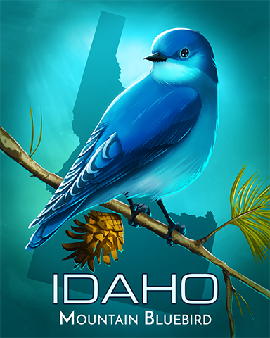 Idaho Mountain Bluebird Badge - Jet Set Solitaire Idaho Mountain Bluebird Badge - Jet Set Solitaire