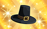 Gold Pilgrim Hat Badge - Poppit! Bingo Gold Pilgrim Hat Badge - Poppit! Bingo