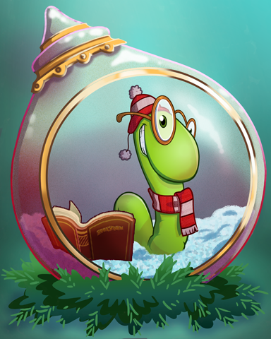 Wordy Wassailing Badge - Bookworm HD Wordy Wassailing Badge - Bookworm HD