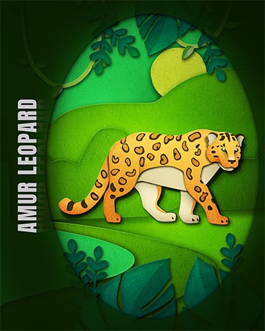 Amur Leopard Endangered Animals Badge - Mahjong Garden HD