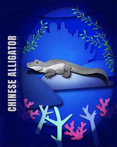 Chinese Alligator Endangered Animals Badge - Snowbird Solitaire Chinese Alligator Endangered Animals Badge - Snowbird Solitaire