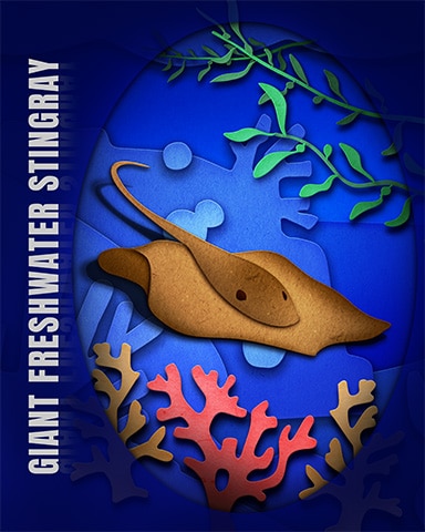 Giant Freshwater Stingray Endangered Animals Badge - Mahjong Garden HD