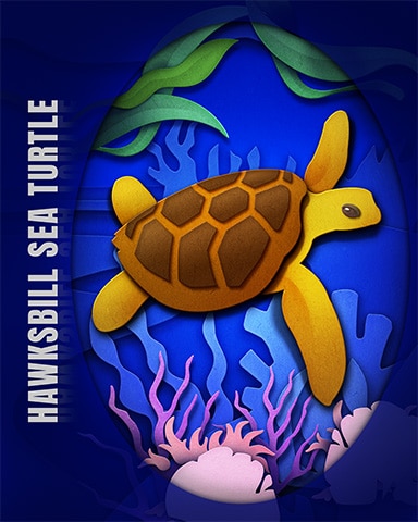 Hawksbill Sea Turtle Endangered Animals Badge - Mahjong Safari HD