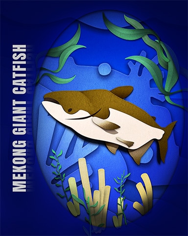 Mekong Giant Catfish Endangered Animals Badge - World Class Solitaire HD