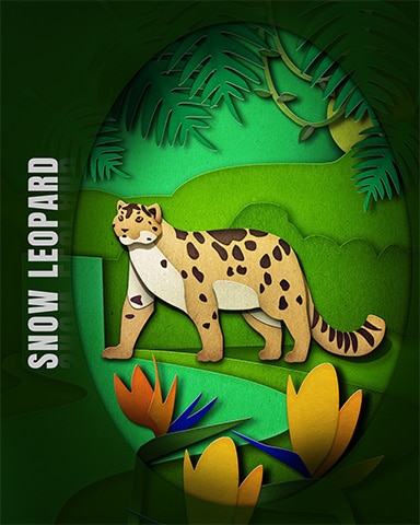 Snow Leopard Endangered Animals Badge - Mahjong Safari HD