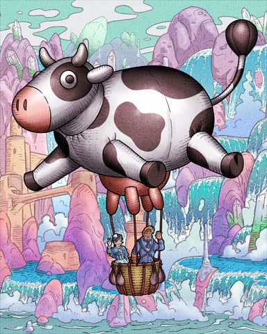 Cow Hot Air Balloons Badge - World Class Solitaire HD Cow Hot Air Balloons Badge - World Class Solitaire HD