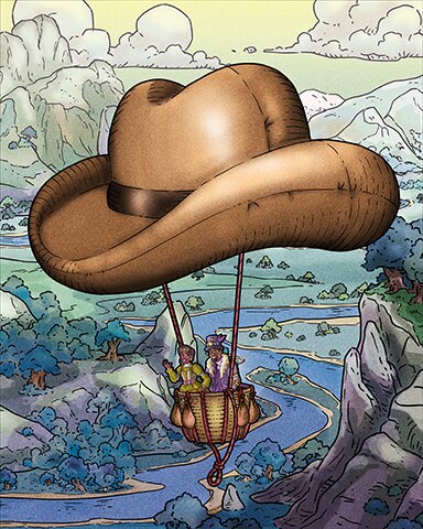 Cowboy Hat Hot Air Balloons Badge - Word Whomp HD