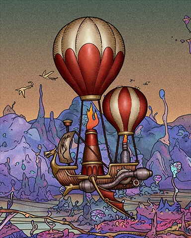 Red And Gold Steampunk Hot Air Balloons Badge - First Class Solitaire HD Red And Gold Steampunk Hot Air Balloons Badge - First Class Solitaire HD