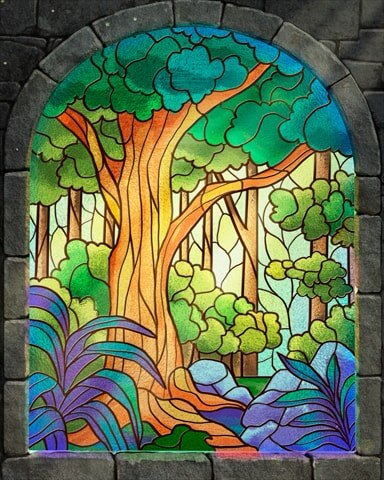 Majestic Woods Stained Glass Badge - Mahjong Safari HD Majestic Woods Stained Glass Badge - Mahjong Safari HD