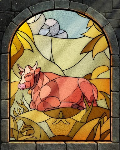 Sitting Cow Stained Glass Badge - Word Whomp HD Sitting Cow Stained Glass Badge - Word Whomp HD