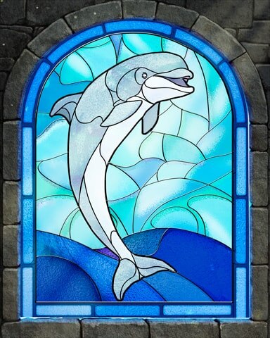 Friendly Dolphin Stained Glass Badge - Jet Set Solitaire Friendly Dolphin Stained Glass Badge - Jet Set Solitaire