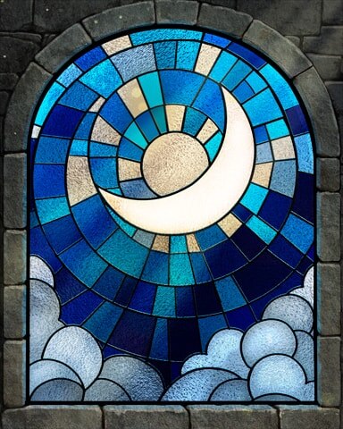 Crescent Moon Stained Glass Badge - Jungle Gin HD Crescent Moon Stained Glass Badge - Jungle Gin HD