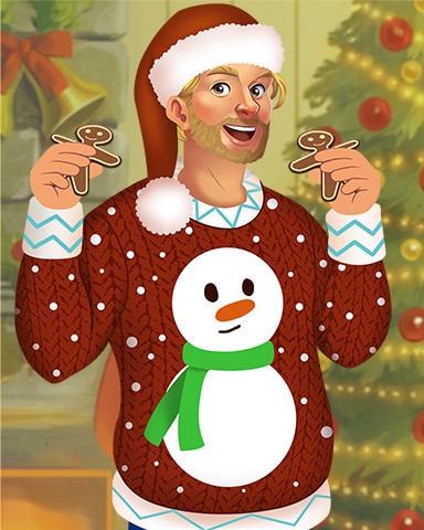 Gingerbread Nate Ugly Sweaters Badge - Pogo&trade; Slots