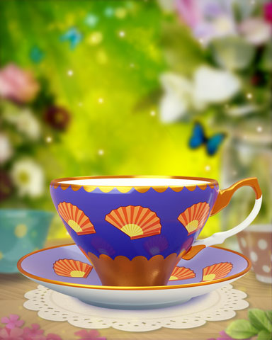 Asian Fans Teacup Badge - Snowbird Solitaire Asian Fans Teacup Badge - Snowbird Solitaire