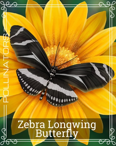 Zebra Longwing Butterfly Pollinators Badge - Bejeweled Stars Zebra Longwing Butterfly Pollinators Badge - Bejeweled Stars