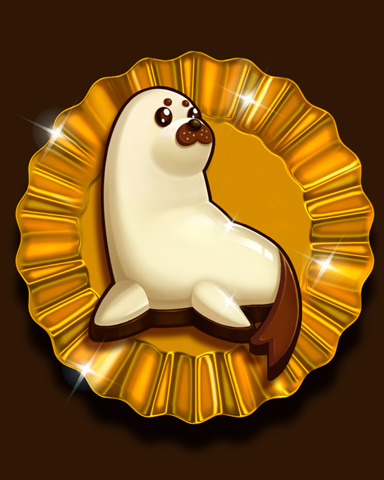 White Choco Seal Badge - Mahjong Safari HD White Choco Seal Badge - Mahjong Safari HD