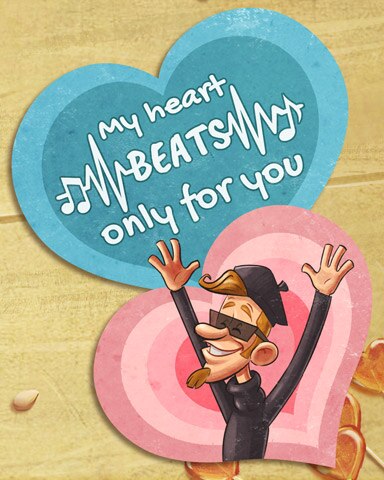 Heartbeats For You Vintage Valentines Badge - Mahjong Garden HD