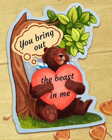 Cuddly Bear Vintage Valentines Badge - Solitaire Home Story