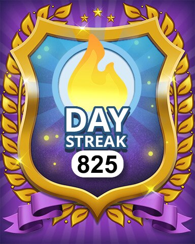 Daily Streak 825 Badge - Pogo&trade; Daily Sudoku