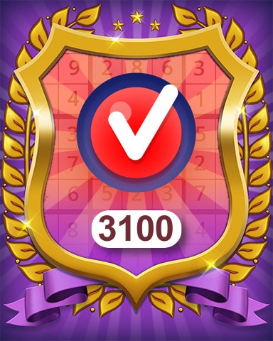 Hard 3100 Puzzles Badge - Pogo&trade; Daily Sudoku