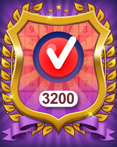 Hard 3200 Puzzles Badge - Pogo&trade; Daily Sudoku