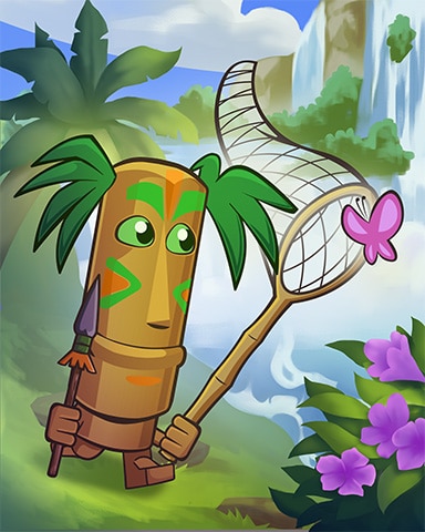 Tiki Catching Butterfly Badge - Jungle Gin HD Tiki Catching Butterfly Badge - Jungle Gin HD