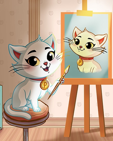 Cat Self Portrait Badge - Lucky Cat Bingo